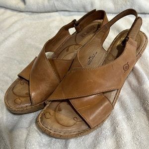 Born leather wedge sandals